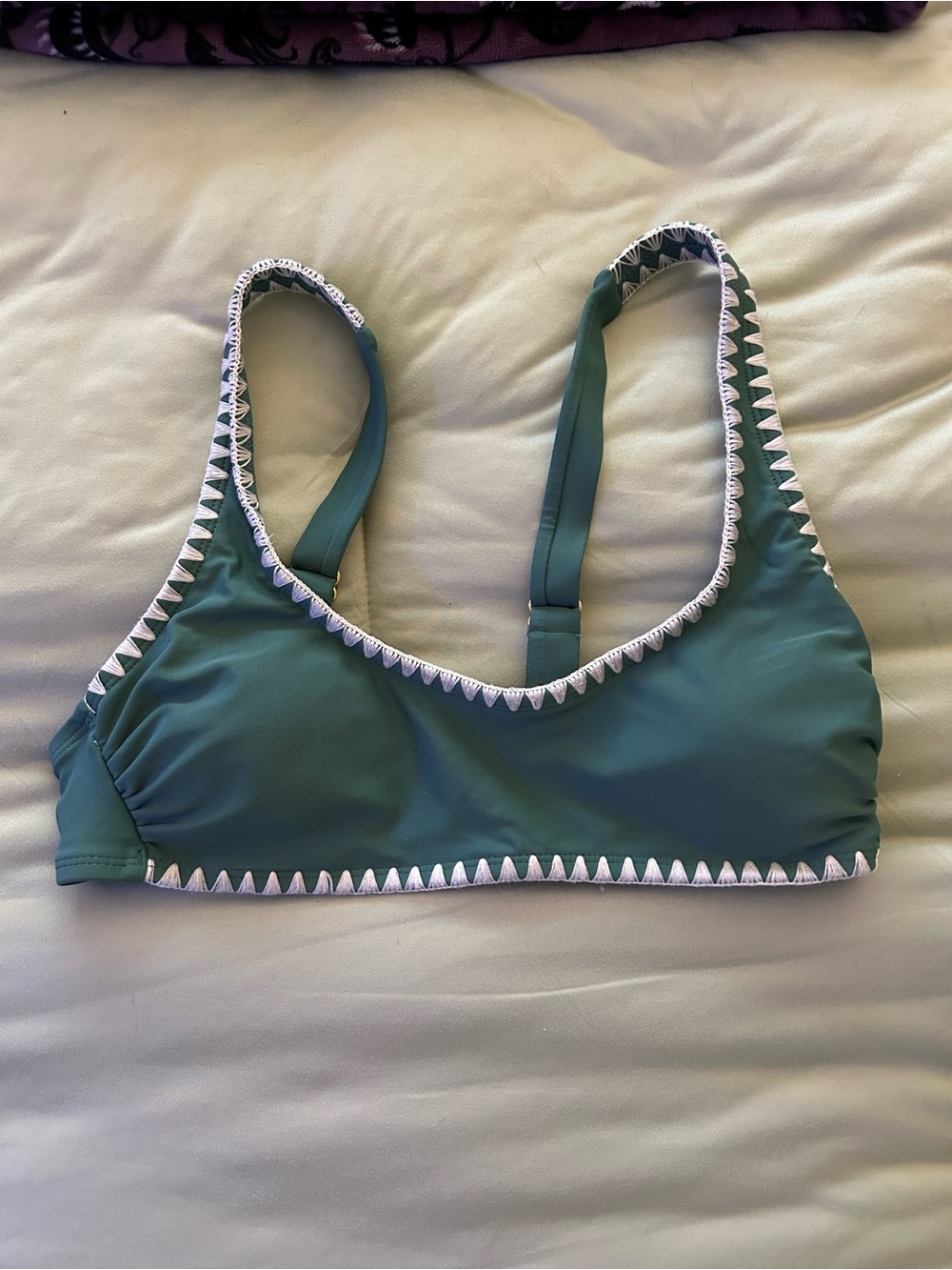 Xhilaration Teal Swim Bikini Top with White Trim